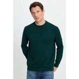 Erkek Relax Fit Rahat Kesim Uzun Kollu Ekstra Yumuşak Bisiklet Yaka Yeşil Sweatshirt