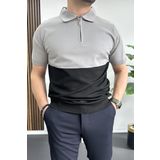 Erkek Renk Bloklu Polo Yaka Yarım Fermuarlı Tişört Siyah Edw234