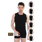 Erkek Ribana Kolsuz Spor Siyah Atlet 920 6'lı Ekonomik Paket