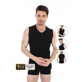 Erkek Ribana V Yaka Kolsuz Siyah Atlet 921 3'lü Ekonomik Paket