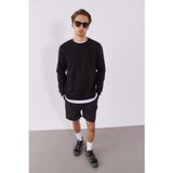 Erkek Rich Bisiklet Yaka Regular Fit Basic Sweatshirt - Siyah SİYAH