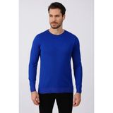 Erkek Saks Mavi Triko Bluz - XL