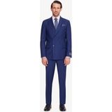 Erkek Saks Mavisi Regular Fit Kruvaze Takım Elbise - 48 / 6
