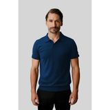 Erkek Saks Slim Fit Dar Kalıp Polo Yaka Düz Kısa Kollu Triko Tişört