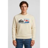 Erkek Sakura Japan Baskılı Sweatshirt%100 Pamuk - Kemik KEMİK
