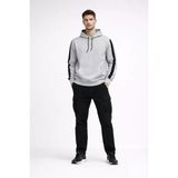 Erkek Salaş Stil Beyaz Şeritli Oversize 3 İplik Pamuklu Kapüşonlu Sweatshirt