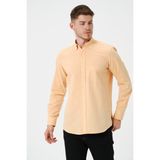 Erkek Sarı Oxford Regular Fit Düz Uzun Kol Gömlek - 2XL - 12R-Sarı