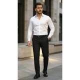 Erkek Saten Klasik Gömlek - 2XL - Beyaz