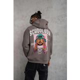Erkek School Boy Baskılı Kapüşonlu Sweat - Gri