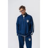 Erkek Şerit Detaylı Yarım Fermuarlı Modal Sweatshirt Lacivert
