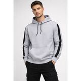 Erkek Şeritli Kapüşonlu Oversize Sweatshirt 3 Iplik Pamuklu Hoodie - Beyaz - XL