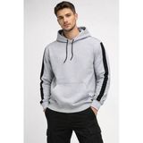 Erkek Şeritli Kapüşonlu Sweatshirt Oversize 3 İplik Pamuklu - Beyaz