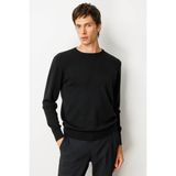 Erkek Sıfır Yaka Çelik Örgü Yün Kazak Siyah - 2XL