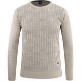 Erkek Sıfır Yaka Kazak Desenli Çelik Örgü Klasik Kalıp - 5202C - Taş - 2XL