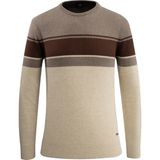 Erkek Sıfır Yaka Kazak Triko Petek Örgü Desenli Klasik Kalıp - 5244C - Kemik - XL