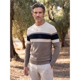 Erkek Sıfır Yaka Kazak Triko Petek Örgü Desenli Klasik Kalıp - 5244C - Vizon - 2XL