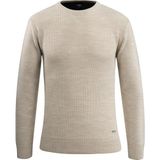 Erkek Sıfır Yaka Kazak Triko Petek Örgü Düz Renk Klasik Kalıp - 5243C - Taş - XL