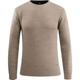 Erkek Sıfır Yaka Kazak Triko Petek Örgü Düz Renk Klasik Kalıp - 5243C - Vizon - 2XL