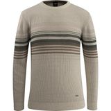 Erkek Sıfır Yaka Kazak Triko Selanik Örgü Desenli Klasik Kalıp - 5245C - Taş - 2XL