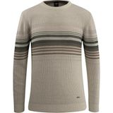 Erkek Sıfır Yaka Kazak Triko Selanik Örgü Desenli Klasik Kalıp - 5245C - Taş - XL