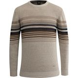Erkek Sıfır Yaka Kazak Triko Selanik Örgü Desenli Klasik Kalıp - 5245C - Vizon - 2XL