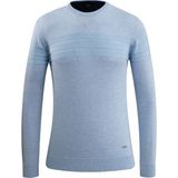 Erkek Sıfır Yaka Kazak Triko Şerit Desenli Klasik Kalıp - 5247C - Buz Mavisi - 2XL