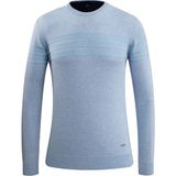 Erkek Sıfır Yaka Kazak Triko Şerit Desenli Klasik Kalıp - 5247C - Buz Mavisi - XL