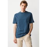 Erkek Sıfır Yaka T-Shirt Petrol - M