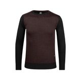 Erkek Sıfır Yaka Triko Kazak Desenli Kol ve Bel Lastikli Çelik Örgü Klasik Kalıp - 5006C (Siyah, XL)