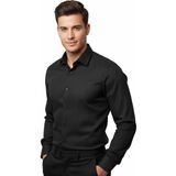 Erkek Silim Fit Armürlü Uzun Kol Gömlek BGL-ST04868 - XL - Siyah