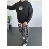 Erkek Sırt Baskılı Kapüşonlu Üç İplik Oversize Sweatshirt - Siyah