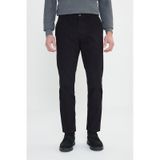 Erkek Sıyah %100 Pamuk Comfort Fit Rahat Kesim Yan Cepli Pantolon Siyah