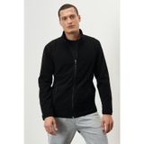 ERKEK SIYAH Anti-Pilling Tüylenme Yapmayan Standart Fit Bato Yaka Sweatshirt Polar Ceket