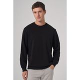 Erkek Siyah Basic Bisiklet Yaka Sweatshirt