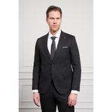 Erkek Siyah Basic Jakar Desen Slim Fit Sivri Yaka Takım Elbise - 48 - 6 Drop