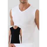 Erkek Siyah - Beyaz Tişört Sıfır Kol V Yaka Kolsuz Atlet 2'li Paket %100 Pamuklu - XL