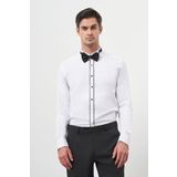 Erkek Siyah Biyeli Slim Fit Ata Yaka Gömlek