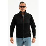 Erkek Siyah Dar Kalıp Anti-pilling Tüylenme Yapmayan Tam Fermuar Softshell Garnili Polar Sweatshirt