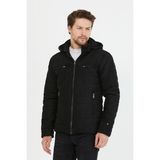 Erkek Siyah Dar Kesim Kapüşonlu Süet Mont - 3XL