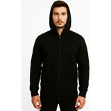 Erkek Siyah Fermuarlı Kapüşonlu SWEATSHIRT-W590