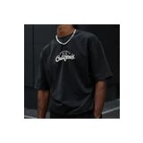 Erkek Siyah Göğüs California Baskılı Oversize T-shirt