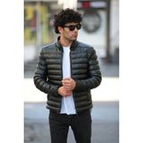 Erkek Siyah Iç Cepli Slim Fit Içi Kürklü Su Geçirmez Şişme Deri Ceket & Mont - 031-Siyah