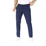 Erkek Siyah Italyan Kesim Likralı Kumaş Pantolon Dar Kesim Boru Paça Spor Tarzı Klasik Pantalon (Lacivert, 32)
