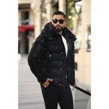 Erkek Siyah Kapüşonlu Mont - 2XL