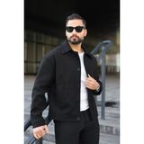 Erkek Siyah Kaşe Kaban - M - 000-Siyah