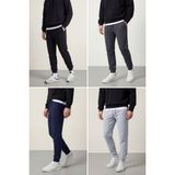 Erkek Siyah-Lacivert-Antrasit-Gri Arka Cep Etiket Detaylı Paça Lastikli Regular Fit 4'Lü Eşofman Altı XS