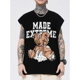 Erkek Siyah Made Extreme Baskılı Kolsuz T-shirt