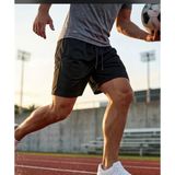 Erkek Siyah Mesh Kumaş Spor Şortu Rahat Kalıp Antrenman Şortu