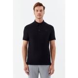 Erkek Siyah Normal Kesim Regular Fit Modal Düğmeli Polo Yaka Tişört