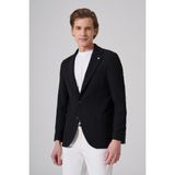 Erkek Siyah Örme Trend Slim Fit Mono Yaka Ceket